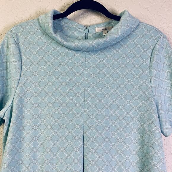 TYLER BOE‎ Dress Medium Kristen Knit Morning Sky Inverted Pleated Front Shift - Picture 4 of 13